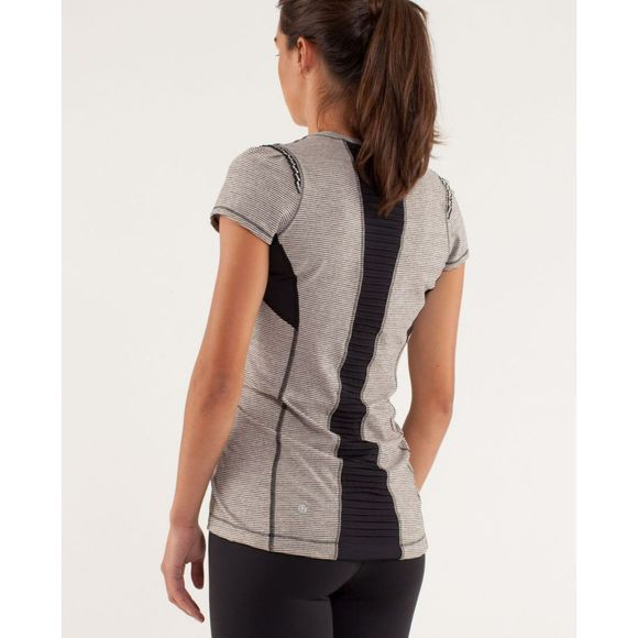 Lululemon Star Runner Short Sleeve Tonka Stripe Heathered Black Sz. 4 - Picture 2 of 6